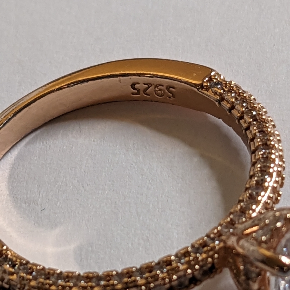 Rose Gold Plated Sterling Silver CZ Ring – Size 8.5 - Picture 7 of 8